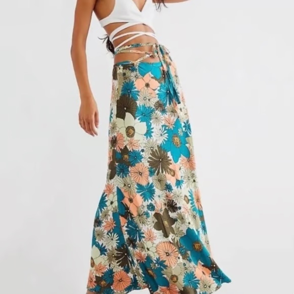 Free People That’s A Wrap Printed Maxi Skirt Size Large